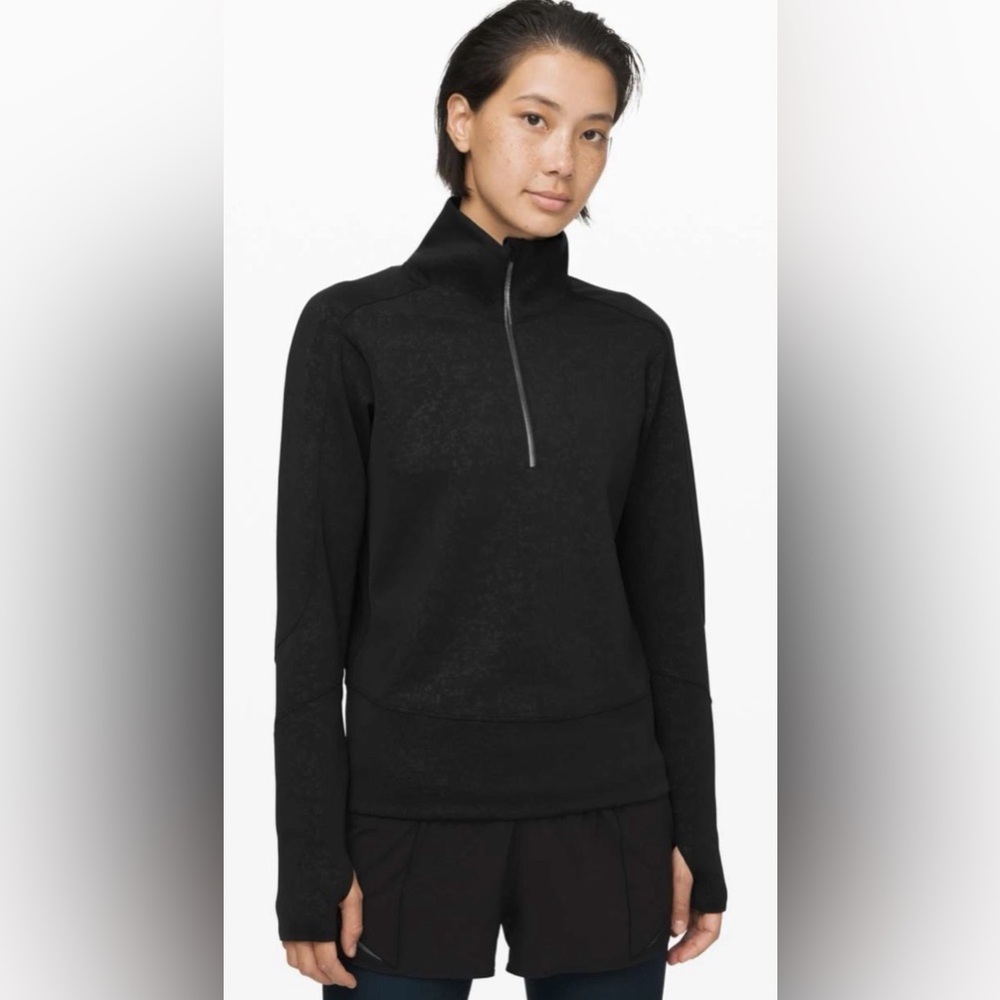 Lululemon Run To Reset 1/2 Zip Black Pullover Size XS